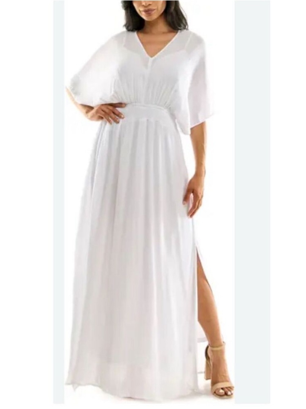 Nina Leonard Beachy Lightweight Layered Long Maxi Dress Tunic Rayon Womens Large